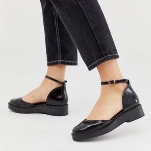 ASOS | NWOT Mamza Chunky Flat Shoes Black 9